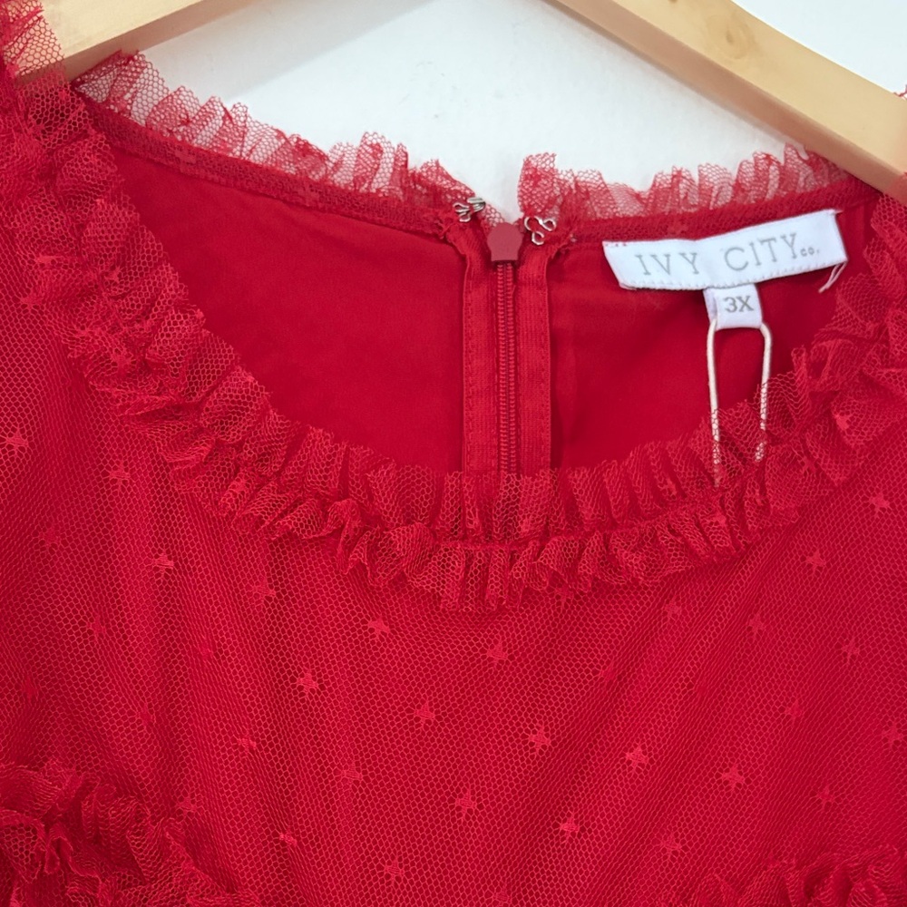 NWT Ivy City Co Red Star Tulle Maxi Dress 3X - Picture 8 of 15